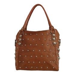 Bolso de piel engrasada con tachuelas  MB502