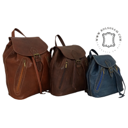 Mochila de piel cremallera vertical FM013