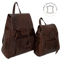 Mochila de piel con solapa FM016