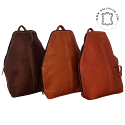 Mochila de piel con cremallera dos tamaños FM017